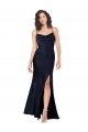 Affordable Silky Satin Dark Navy A-Line Cowl Neck Long Sexy Evening Dress UK