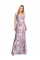 Affordable Stretch Satin & Floral A-Line Cowl Neck Long Evening Dress UK