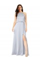 Affordable Silky Satin Fog A-Line Halter Neck Long Evening Dress UK