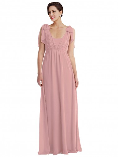 Affordable Soft Chiffon Dusty Pink A-Line Halter Neck Long Maxi Evening Dress UK