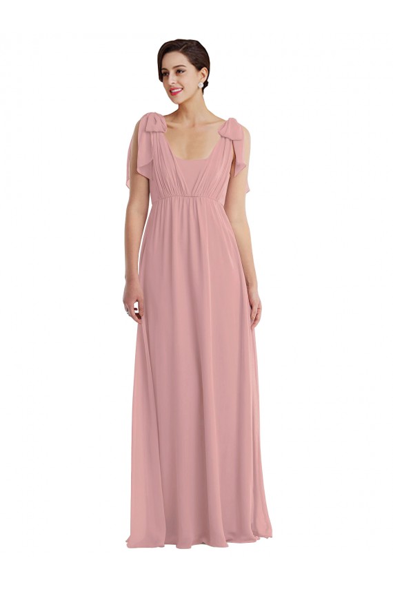 Affordable Soft Chiffon Dusty Pink A-Line Halter Neck Long Maxi Evening Dress UK