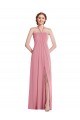 Affordable Soft Chiffon Skin Pink A-Line Halter Neck Long Maxi Evening Dress UK