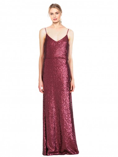 Affordable Sequin Burgundy A-Line Halter Neck Long Evening Dress UK