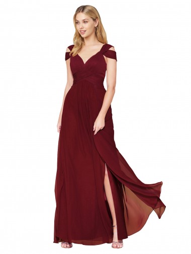 Affordable Soft Chiffon Burgundy A-Line Sweetheart Long Evening Dress UK