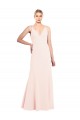 Affordable Stretch Crepe Pink A-Line V-Neck Long Sleeveless Evening Dress UK