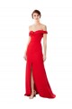 Affordable Stretch Crepe Red A-Line Off the Shoulder Long Evening Maxi Dress UK