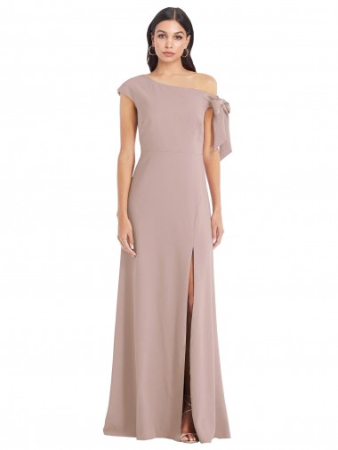 Affordable Stretch Crepe Dusty Pink A-Line Off the Shoulder Long Evening Dress UK