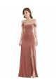 Affordable Stretch Velvet Cinnamon Rose A-Line Off the Shoulder Long Maxi Evening Dress UK