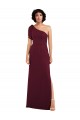 Affordable Soft Chiffon Burgundy A-Line One Shoulder Long Evening Dress UK