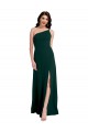 Affordable Stretch Crepe Midnight Green A-Line One Shoulder Long Evening Dress UK