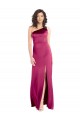 Affordable Stretch Satin Fuchsia A-Line One Shoulder Long Evening Dress UK