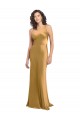 Affordable Stretch Satin Gold A-Line One Shoulder Long Evening Dress UK