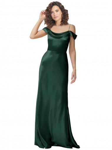 Affordable Stretch Satin Hunter A-Line Off the Shoulder Long Evening Dress UK