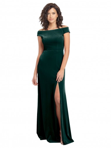 Affordable Stretch Velvet Dark Green A-Line Square Neck Long Cap Sleeves Evening Dress UK