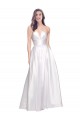 Affordable Stretch Satin White A-Line Strapless Long Evening Dress UK