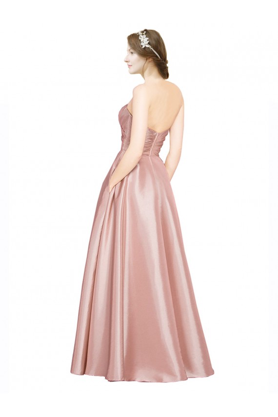 Affordable Stretch Satin A-Line Sweetheart Long Wedding Party Dress UK