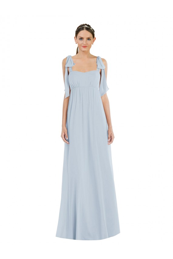 Affordable Soft Chiffon Sea Glass A-Line Spaghetti Straps Long Maxi Evening Dress UK