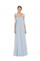 Affordable Soft Chiffon Sea Glass A-Line Spaghetti Straps Long Maxi Evening Dress UK