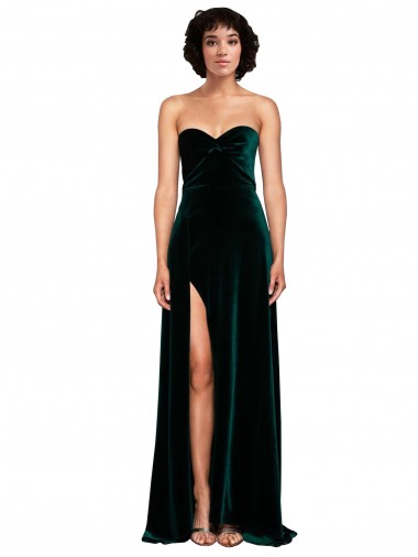 Affordable Stretch Velvet Dark Green A-Line Sweetheart Sweep Train Semi Formal Evening Dress UK