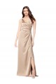 Affordable Silky Satin Champagne Pink A-Line Spaghetti Straps Long Evening Dress UK