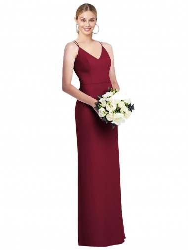 Affordable Soft Chiffon Burgundy A-Line V-Neck Long Maxi Evening Dress UK