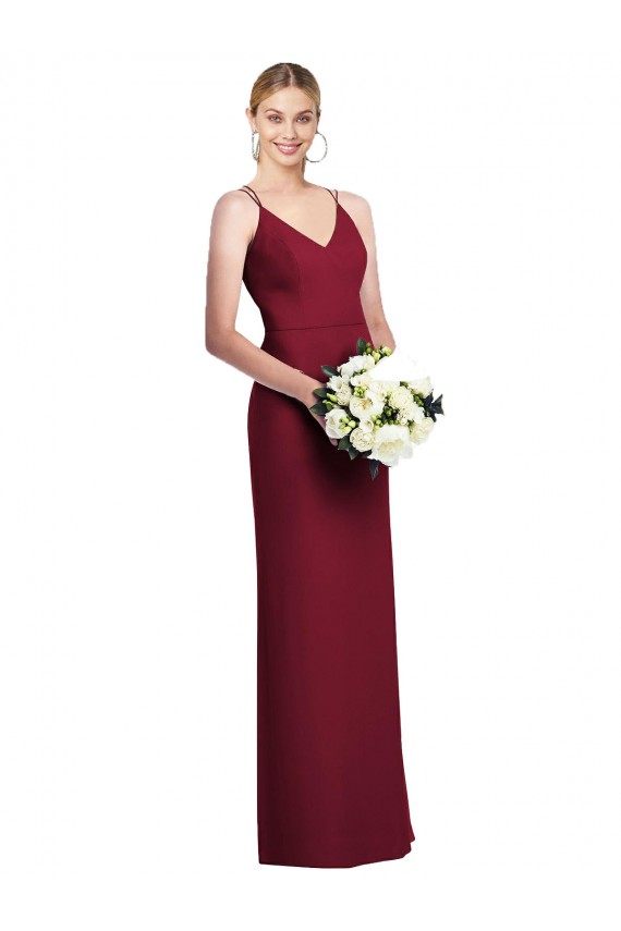 Affordable Soft Chiffon Burgundy A-Line V-Neck Long Maxi Evening Dress UK