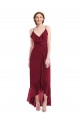 Affordable Soft Chiffon Burgundy A-Line Spaghetti Straps Long Maxi Evening Dress UK