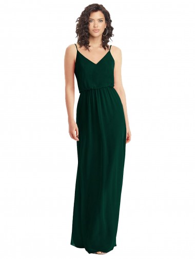 Affordable Soft Chiffon Ever Green A-Line V-Neck Long Maxi Evening Dress UK