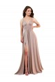 Affordable Spandex Dusty Pink A-Line V-Neck Long Sexy Evening Dress UK