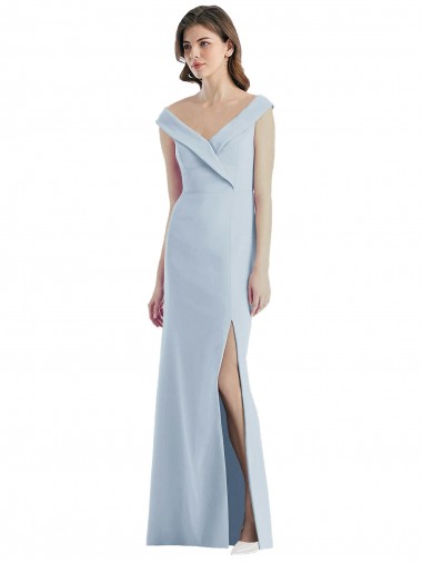 Affordable Stretch Crepe Light Sky Blue A-Line Off the Shoulder Long Semi Formal Evening Dress UK