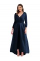 Affordable Spandex Dark Navy Ball Dress V-Neck Long Plus Size Evening Dress UK