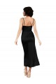 Affordable Silky Satin Black A-Line Spaghetti Straps Tea Length Wedding Party Dress UK