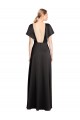 Affordable Stretch Satin Black A-Line V-Neck Long Evening Dress UK