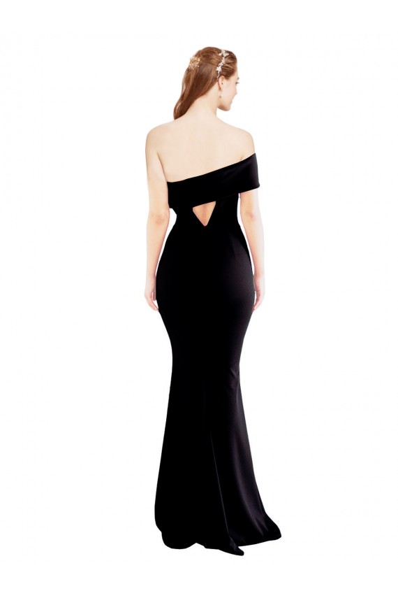 Affordable Stretch Crepe Black Mermaid One Shoulder Long Evening Dress UK