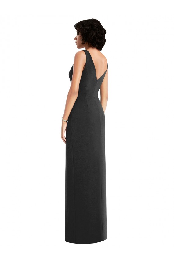 Affordable Spandex Black Sheath V-Neck Long Maxi Evening Dress UK