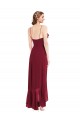 Affordable Soft Chiffon Burgundy A-Line Spaghetti Straps Long Maxi Evening Dress UK