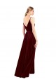 Affordable Stretch Velvet Burgundy A-Line V-Neck Long Wedding Party Dress UK