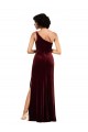 Affordable Stretch Velvet Burgundy Column One Shoulder Long Sexy Evening Dress UK