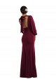 Affordable Stretch Crepe Burgundy Gold Trumpet Bateau Neck Long Long Sleeves Evening Dress UK