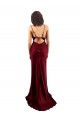 Affordable Silky Satin Burgundy Sheath Cowl Neck Long Evening Dress UK