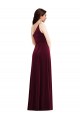 Affordable Stretch Velvet Burgundy Trumpet One Shoulder Long Maxi Evening Dress UK