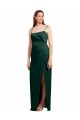 Affordable Stretch Satin Hunter Column Spaghetti Straps Long Evening Dress UK