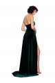 Affordable Stretch Velvet Dark Green A-Line Sweetheart Sweep Train Semi Formal Evening Dress UK