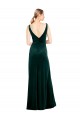 Affordable Stretch Velvet Dark Green A-Line V-Neck Long Sexy Evening Dress UK