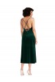 Affordable Stretch Velvet Dark Green Sheath Cowl Neck Midi Length Maxi Evening Dress UK