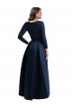 Affordable Spandex Dark Navy Ball Dress V-Neck Long Plus Size Evening Dress UK