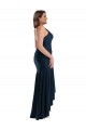 Affordable Silky Satin Dark Navy Mermaid Spaghetti Straps Long Plus Size Wedding Party Dress UK