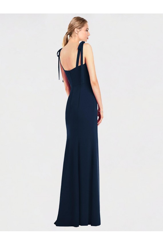 Affordable Stretch Crepe Dark Navy Trumpet Spaghetti Straps Long Semi Formal Evening Dress UK