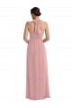 Affordable Soft Chiffon Dusty Pink A-Line Halter Neck Long Maxi Evening Dress UK