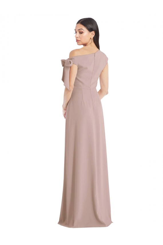 Affordable Stretch Crepe Dusty Pink A-Line Off the Shoulder Long Evening Dress UK